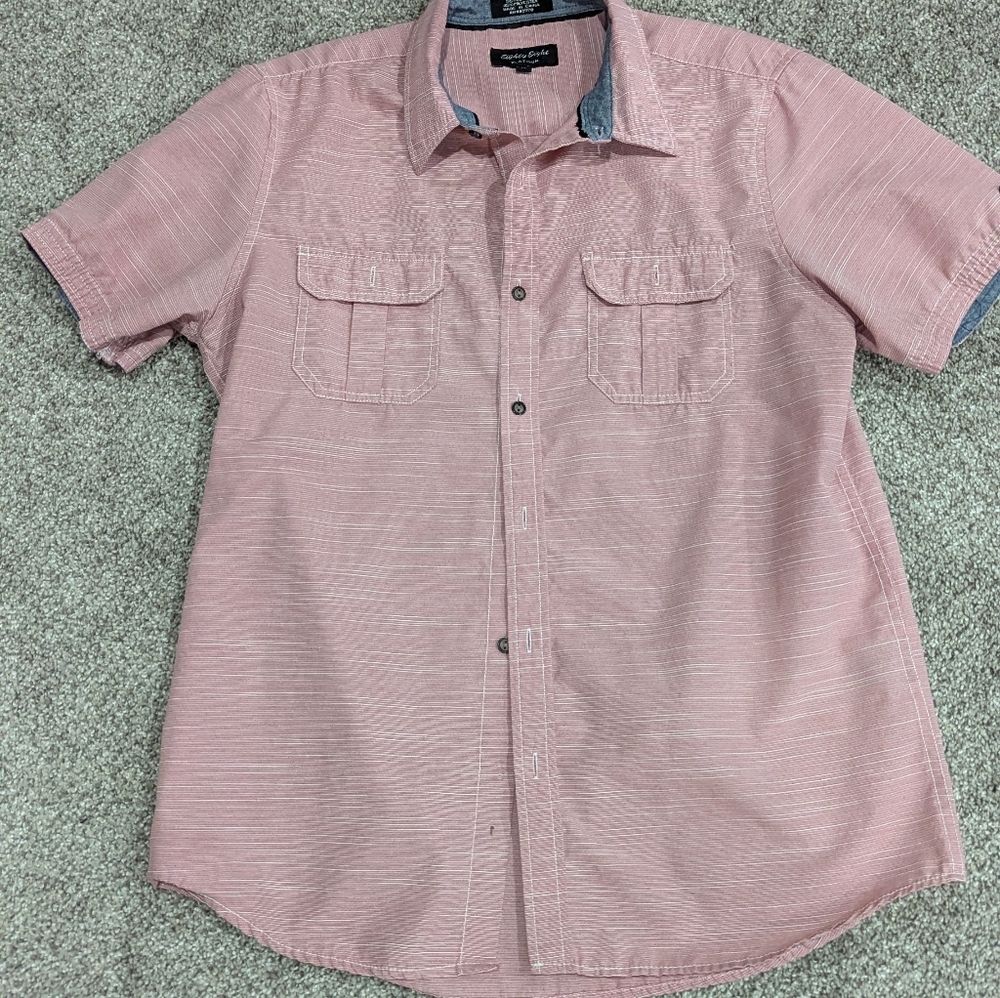 "Eighty Eight" brand Men's Casual Light Red, Shirt Sleeve Button Down Shirt